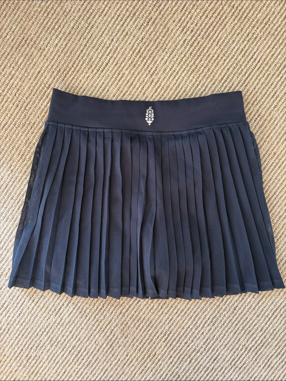 FP Movement by Free People Navy Pleated Mesh Active Skirt with shorts underneath